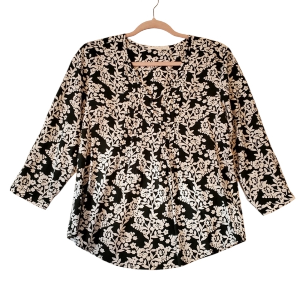 fun 2 fun Rayon Floral Green White Blouse‎ Tops Women Size XS